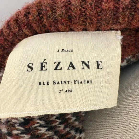 Sezane Thais jacket sweater mohair brown jacquard - Picture 10 of 11